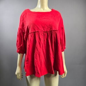 Zanzea Red Puff Sleeve Blouse with Relaxed Fit R3